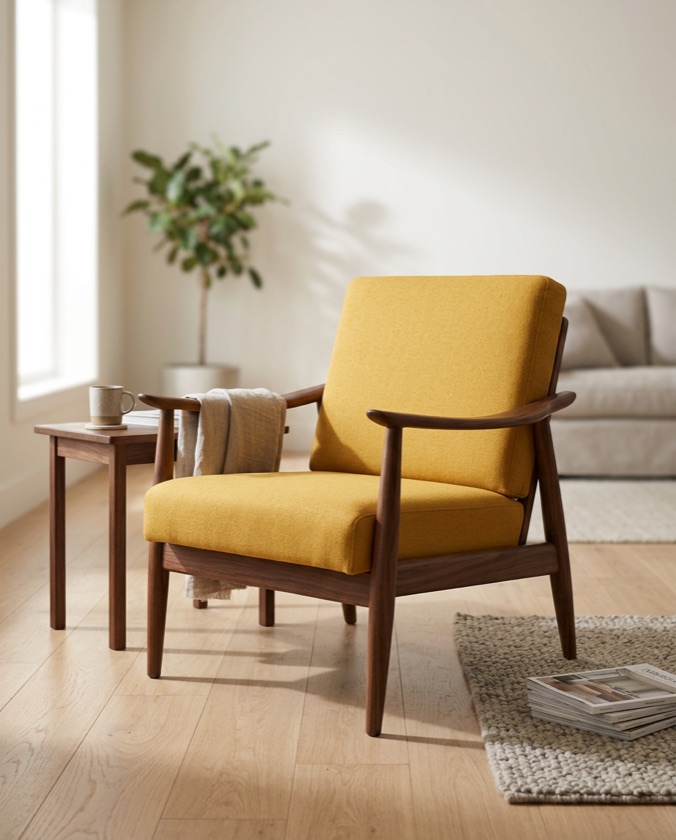 The armchair in a bright living room