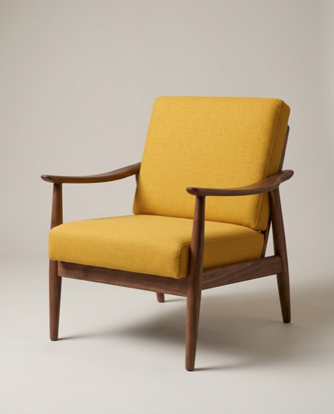 The armchair on a clean warm grey studio background